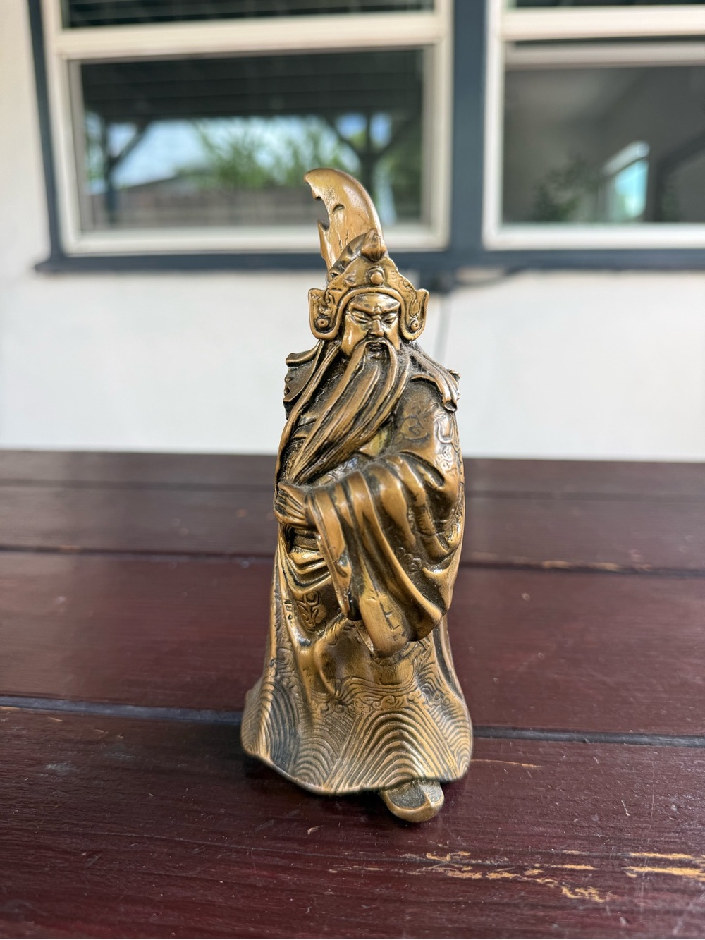 Vintage Bronze or Brass Guan Yu Statue - 6.5 Inches